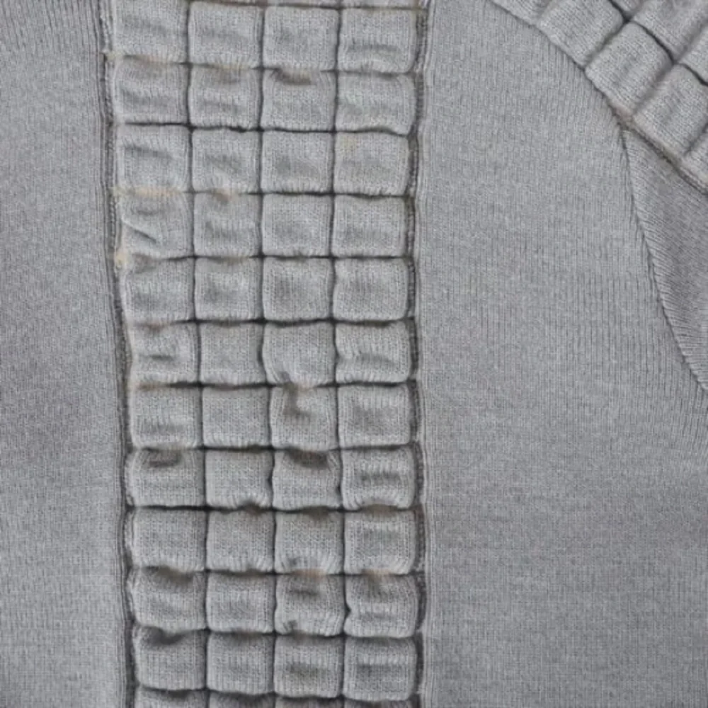 Authentic CHANEL Chocolate bar gray wool turtleneck knit sweater size 38